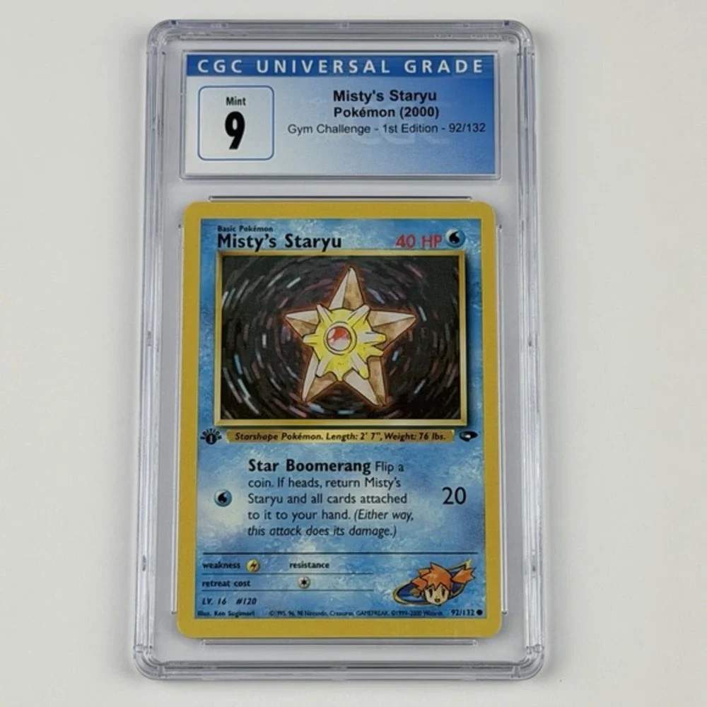 Misty's Staryu 1st Ed. 92/132 CGC 9 Blue Label TCG 2000‎ Pokemon Gym Challenge